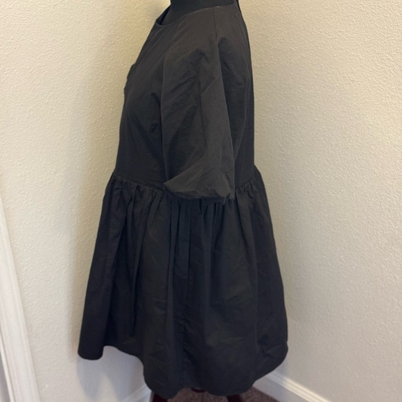 English Factory Black Puff Sleeve Baby Doll Dress A Line Fit Flare Cotton M - Picture 3 of 9